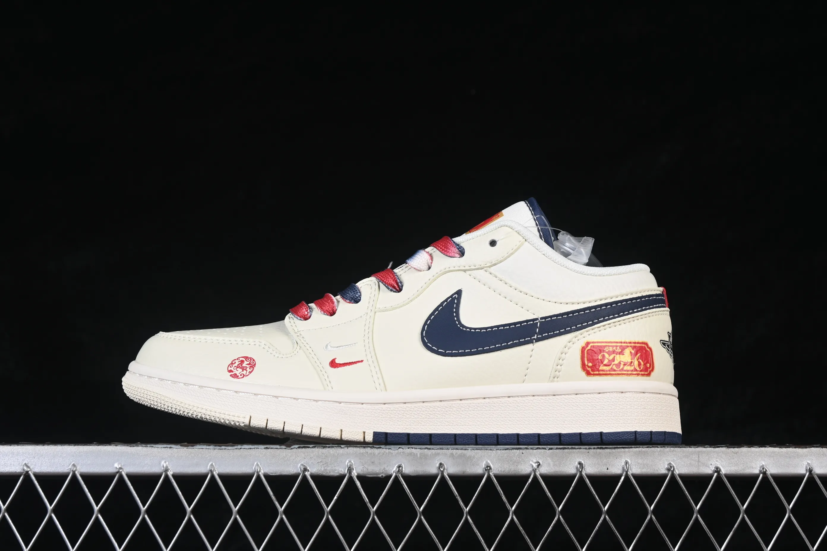 All categories Air Jordan Jordan series basketball shoes Air Jordan 1 Low High-end customized low-top sneakers Air Jordan 1 Low AJ1 Joe 1 Year of the Horse limited edition beige and black double bottom high-end customized low-top retro basketball shoes FC7688-198